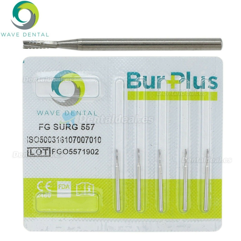 10Pcs FG Surgical Length 557 Burs Dental Friction Grip Flat Fissure Carbide Bur